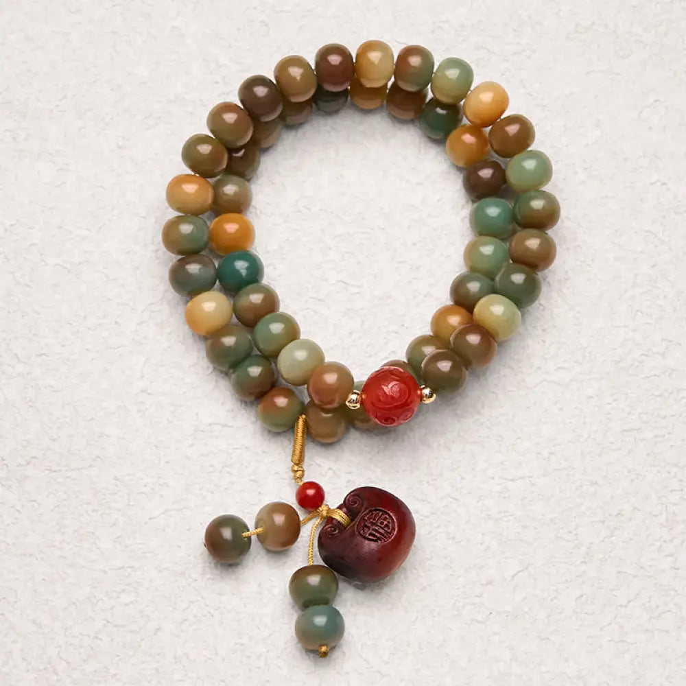 BWOOOH Colorful Bodhi Seed Harmony Double Wrap Bracelet — Bodhi Seed crystal healing bracelet for spiritual healing and mi...