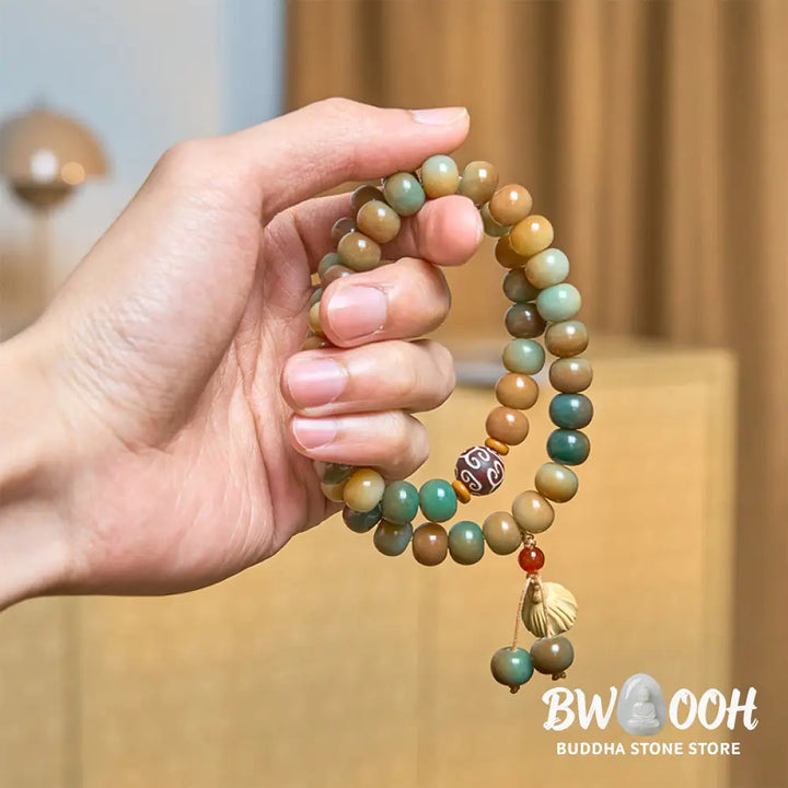 Buddha Stones Colorful Bodhi Seed Lotus Pod Charm Peace Double Wrap Bracelet - BWOOOH - Bodhi Seed(Wrist Circumference: