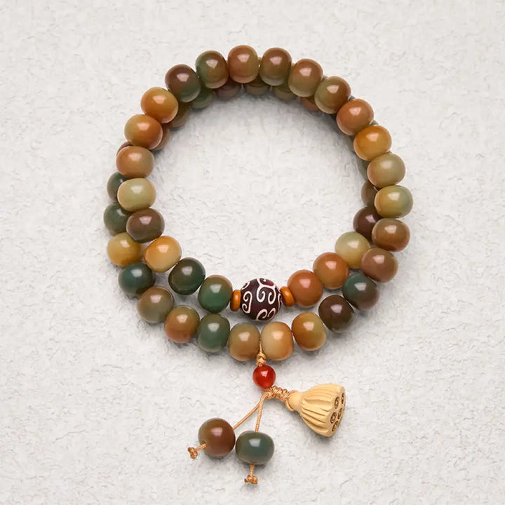 BWOOOH Colorful Bodhi Seed Lotus Pod Charm Peace Double Wrap Bracelet — Bodhi Seed crystal healing bracelet for spiritual ...