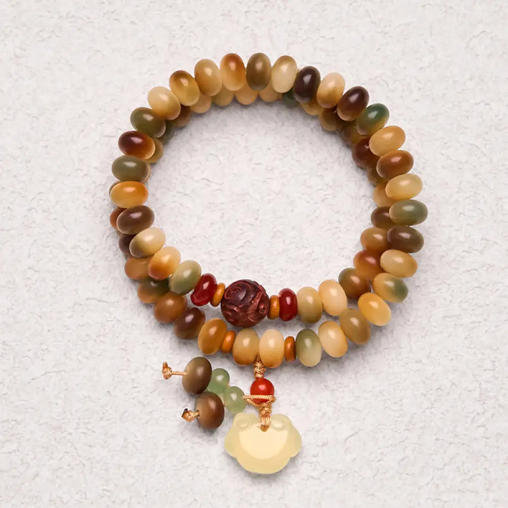 BWOOOH Colorful Bodhi Seed Peace Lock Charm Wisdom Abacus Beads Double Wrap Bracelet — Bodhi Seed crystal healing bracelet...