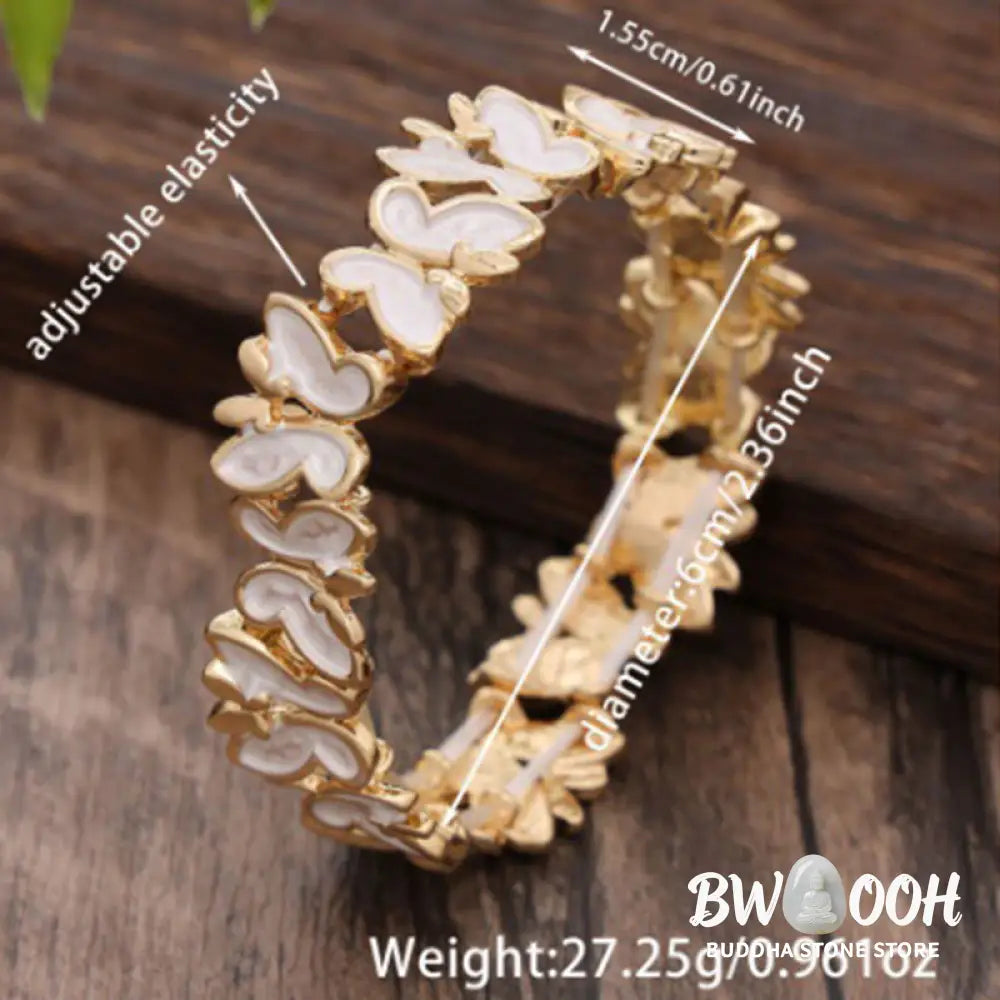 Buddha Stones Colorful Butterfly Freedom Alloy Elastic Bracelet Bangle - BWOOOH - Bracelet Bangle