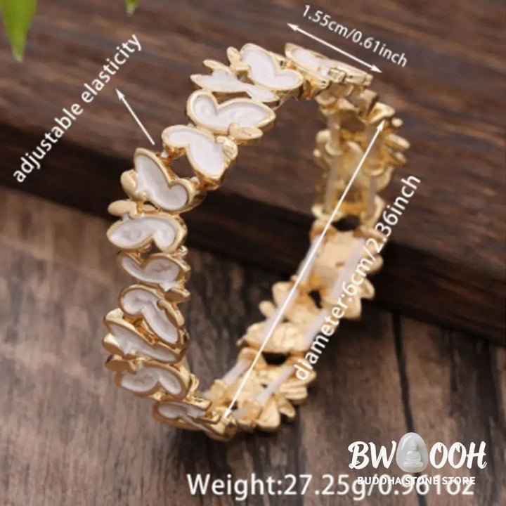 Buddha Stones Colorful Butterfly Freedom Alloy Elastic Bracelet Bangle - BWOOOH - Bracelet Bangle