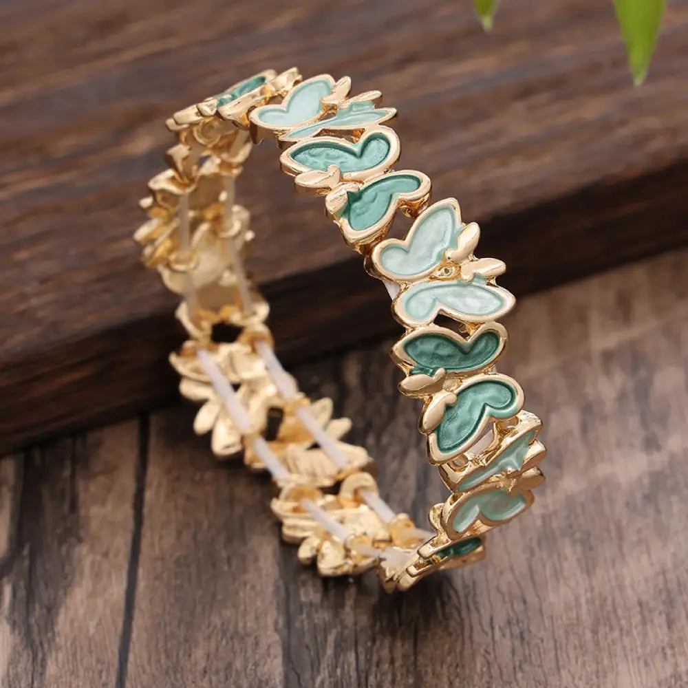 BWOOOH Colorful Butterfly Freedom Alloy Elastic Bracelet Bangle — natural stone crystal healing bracelet for spiritual hea...