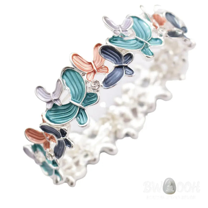 Buddha Stones Colorful Butterfly Love Alloy Elastic Bracelet Bangle - BWOOOH - Bracelet Bangle