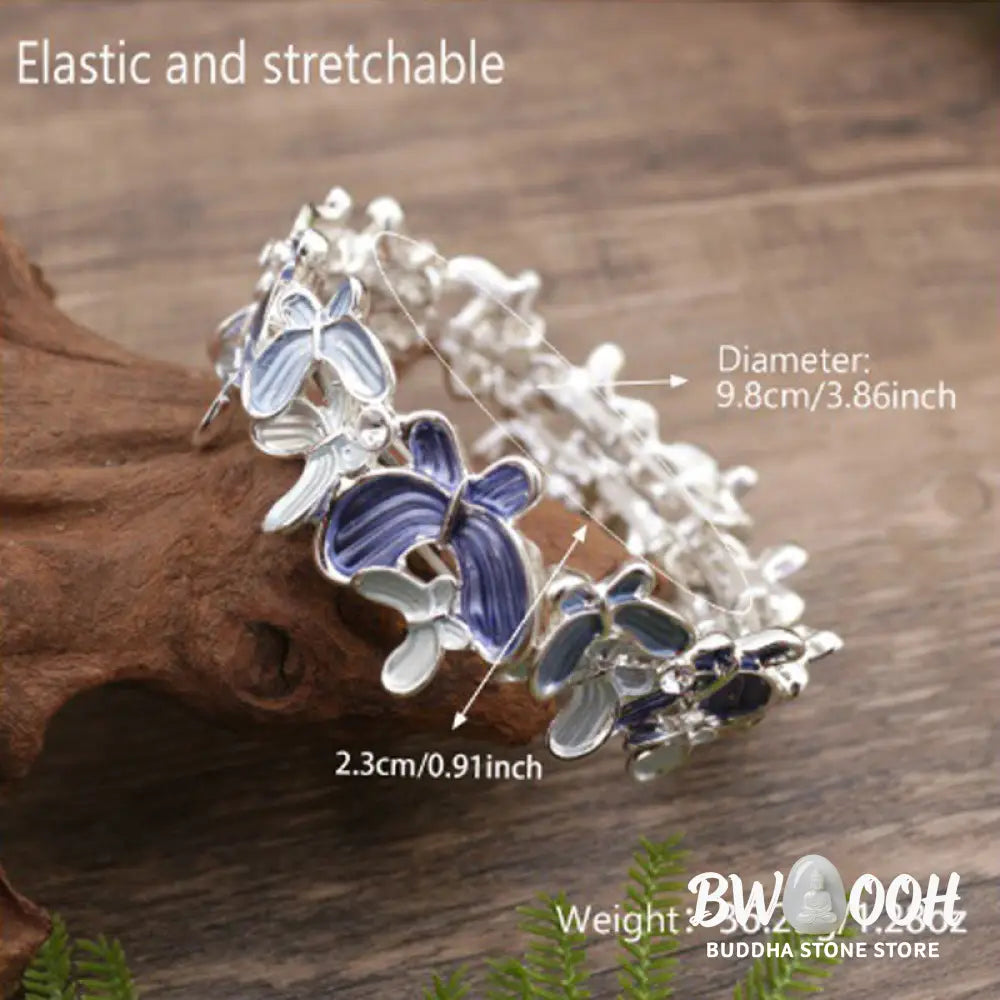 Buddha Stones Colorful Butterfly Love Alloy Elastic Bracelet Bangle - BWOOOH - Bracelet Bangle