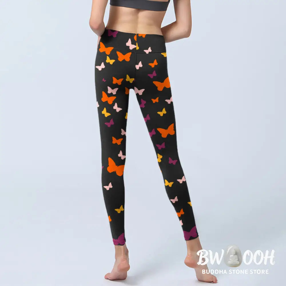 BWOOOH printed yoga leggings - Colorful Butterfly Print Gym Leggings Wo