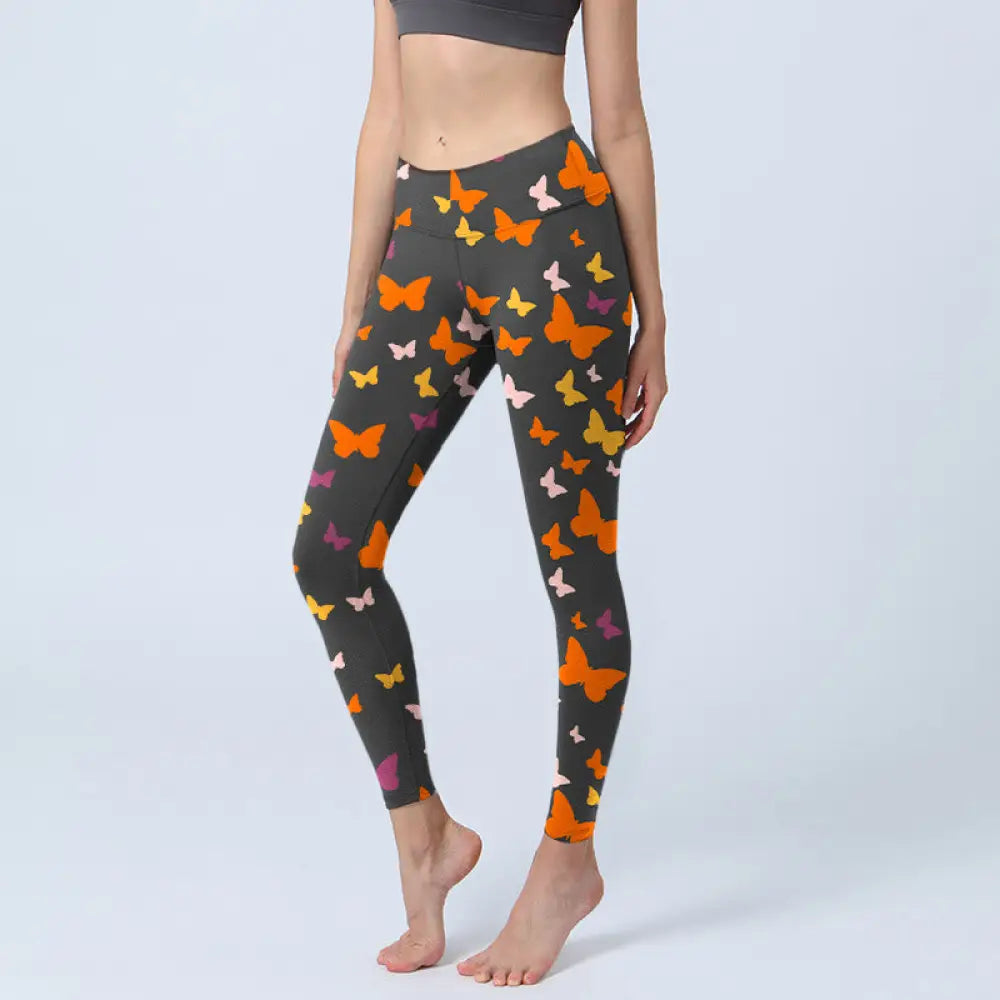 BWOOOH printed yoga leggings - Colorful Butterfly Print Gym Leggings Wo