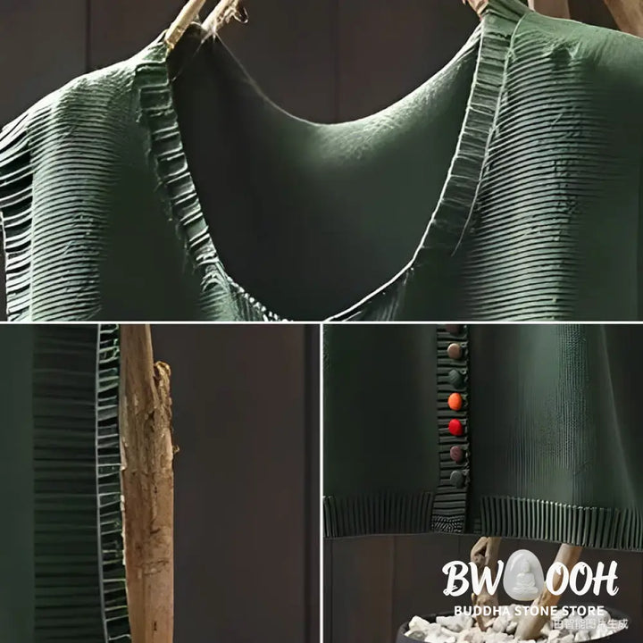 Buddha Stones Colorful Buttons Women’s Sleeveless Cotton Knitted Vest Waistcoat - Women’s Waistcoat