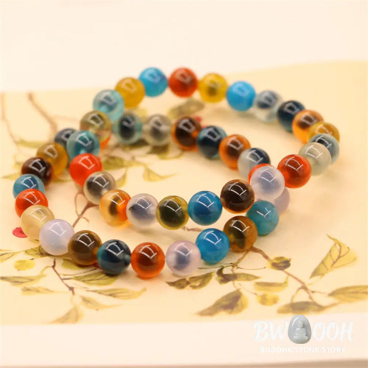 BWOOOH Colorful Candy Agate Healing Strength Bead Bracelet | natural stone spiritual bracelet for healing and mindful living