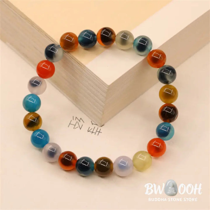 BWOOOH Colorful Candy Agate Healing Strength Bead Bracelet | natural stone spiritual bracelet for healing and mindful living