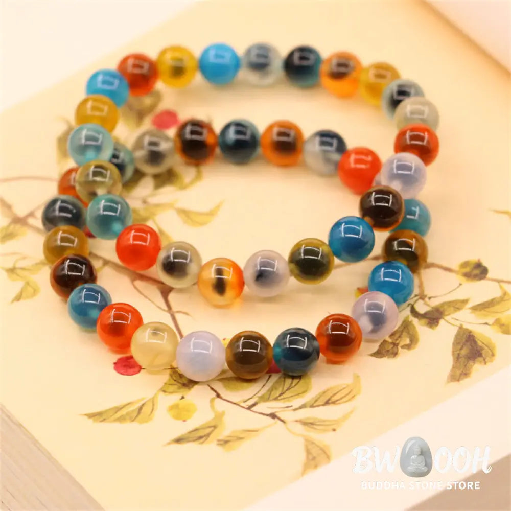 BWOOOH Colorful Candy Agate Healing Strength Bead Bracelet | natural stone spiritual bracelet for healing and mindful living