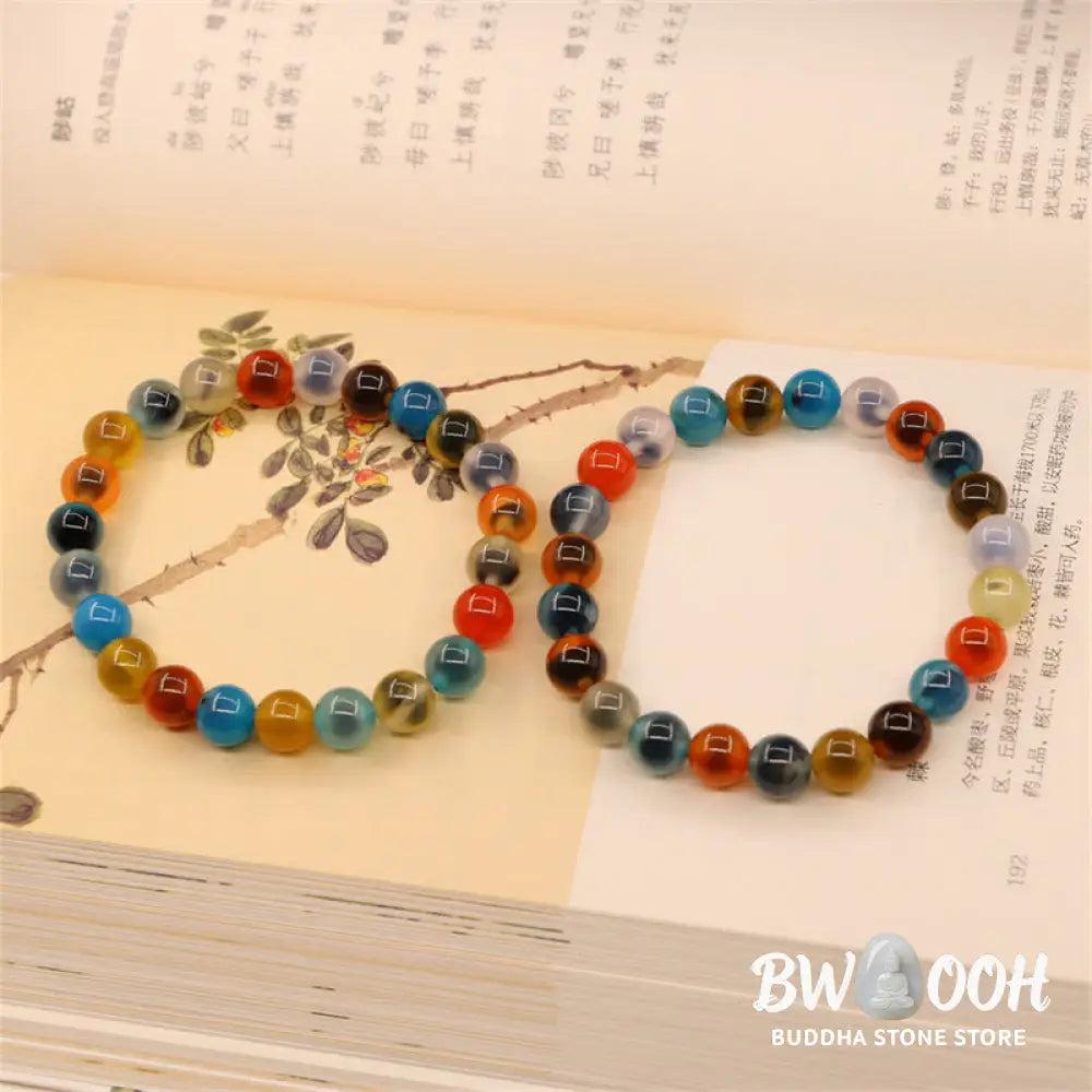 BWOOOH Colorful Candy Agate Healing Strength Bead Bracelet | natural stone spiritual bracelet for healing and mindful living