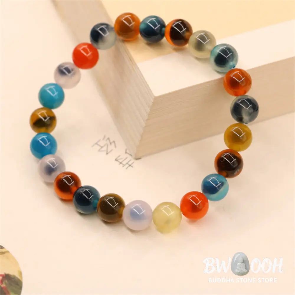 BWOOOH Colorful Candy Agate Healing Strength Bead Bracelet | natural stone spiritual bracelet for healing and mindful living