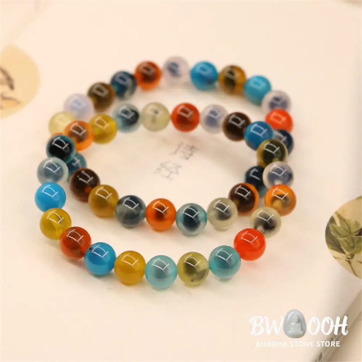 BWOOOH Colorful Candy Agate Healing Strength Bead Bracelet | natural stone spiritual bracelet for healing and mindful living
