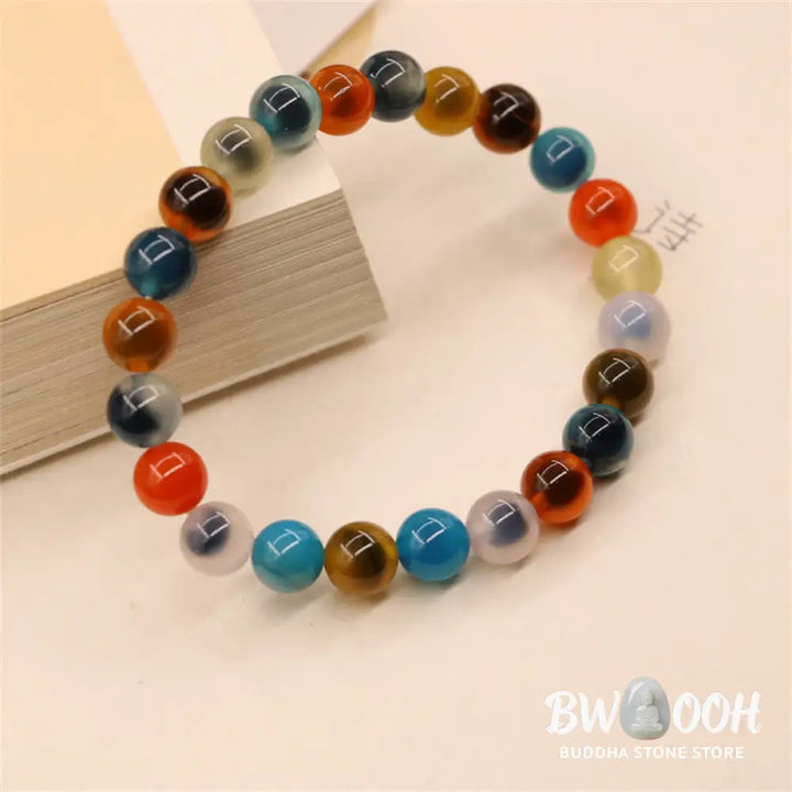 BWOOOH Colorful Candy Agate Healing Strength Bead Bracelet | natural stone spiritual bracelet for healing and mindful living