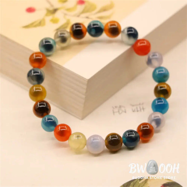 BWOOOH Colorful Candy Agate Healing Strength Bead Bracelet | natural stone spiritual bracelet for healing and mindful living