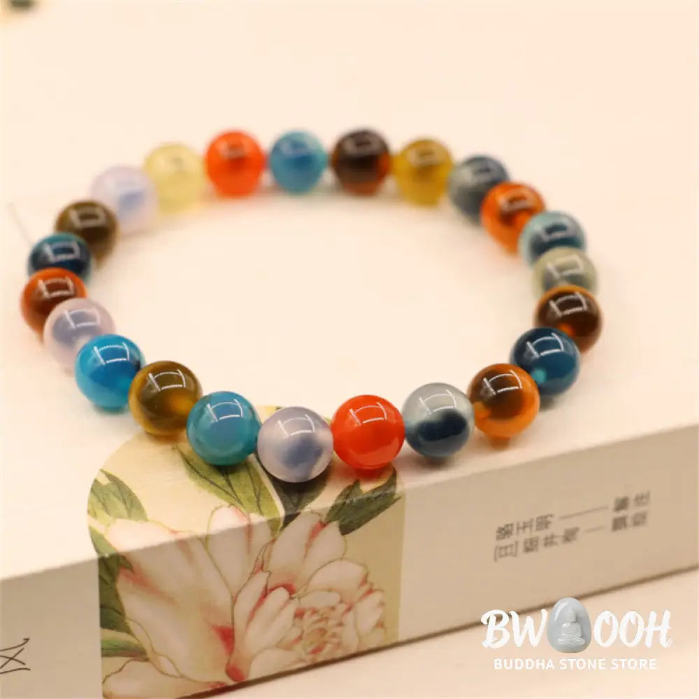 BWOOOH Colorful Candy Agate Healing Strength Bead Bracelet | natural stone spiritual bracelet for healing and mindful living