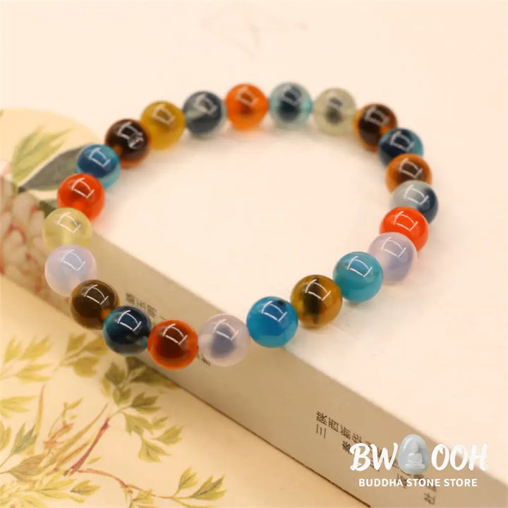 BWOOOH Colorful Candy Agate Healing Strength Bead Bracelet | natural stone spiritual bracelet for healing and mindful living