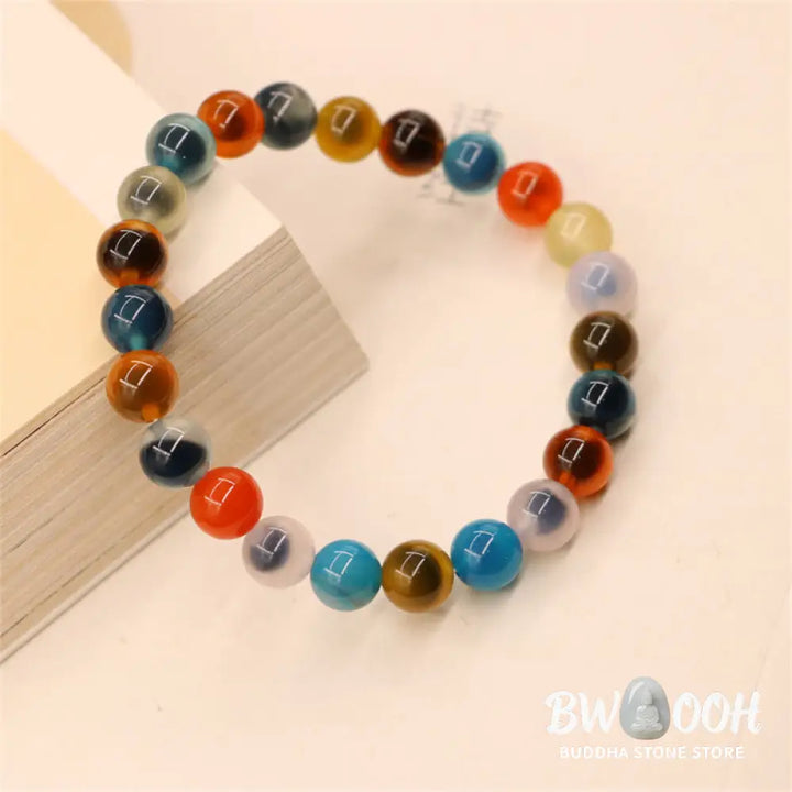 BWOOOH Colorful Candy Agate Healing Strength Bead Bracelet | natural stone spiritual bracelet for healing and mindful living