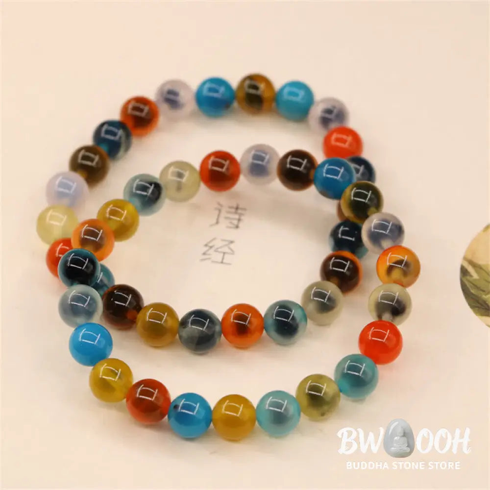 BWOOOH Colorful Candy Agate Healing Strength Bead Bracelet | natural stone spiritual bracelet for healing and mindful living