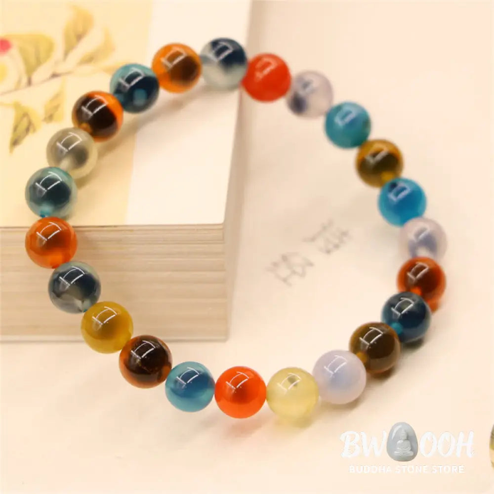 BWOOOH Colorful Candy Agate Healing Strength Bead Bracelet | natural stone spiritual bracelet for healing and mindful living
