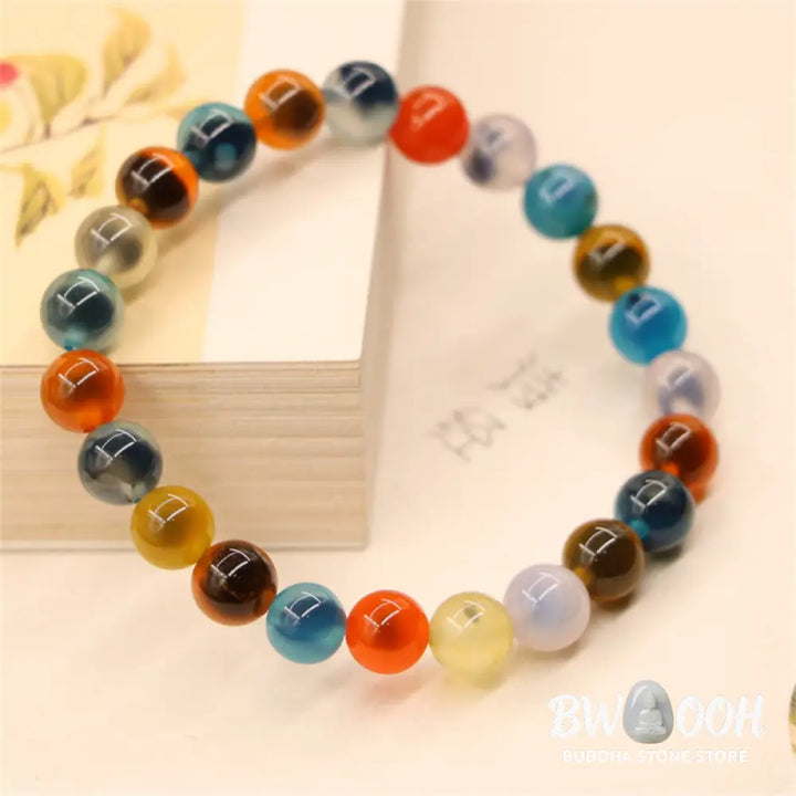BWOOOH Colorful Candy Agate Healing Strength Bead Bracelet | natural stone spiritual bracelet for healing and mindful living