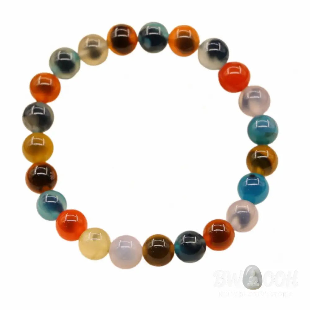 BWOOOH Colorful Candy Agate Healing Strength Bead Bracelet | natural stone spiritual bracelet for healing and mindful living
