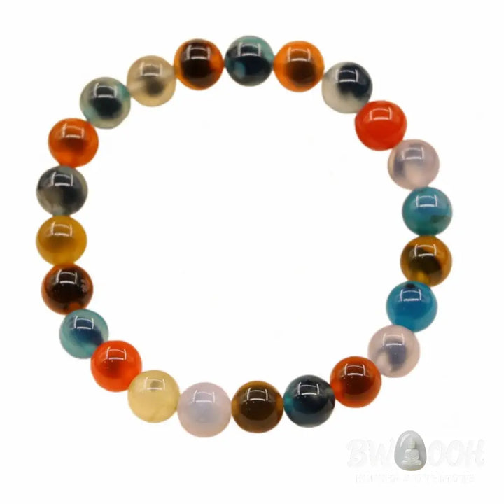 BWOOOH Colorful Candy Agate Healing Strength Bead Bracelet | natural stone spiritual bracelet for healing and mindful living