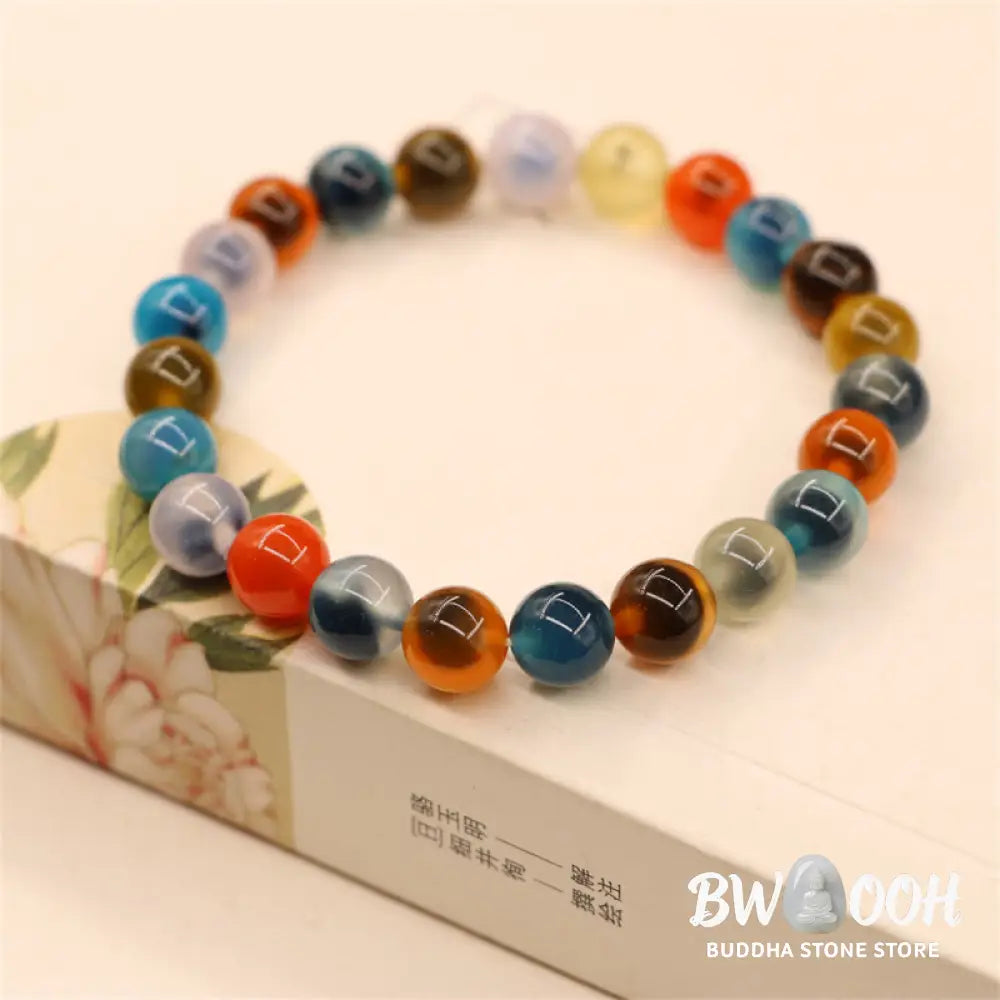 BWOOOH Colorful Candy Agate Healing Strength Bead Bracelet | natural stone spiritual bracelet for healing and mindful living