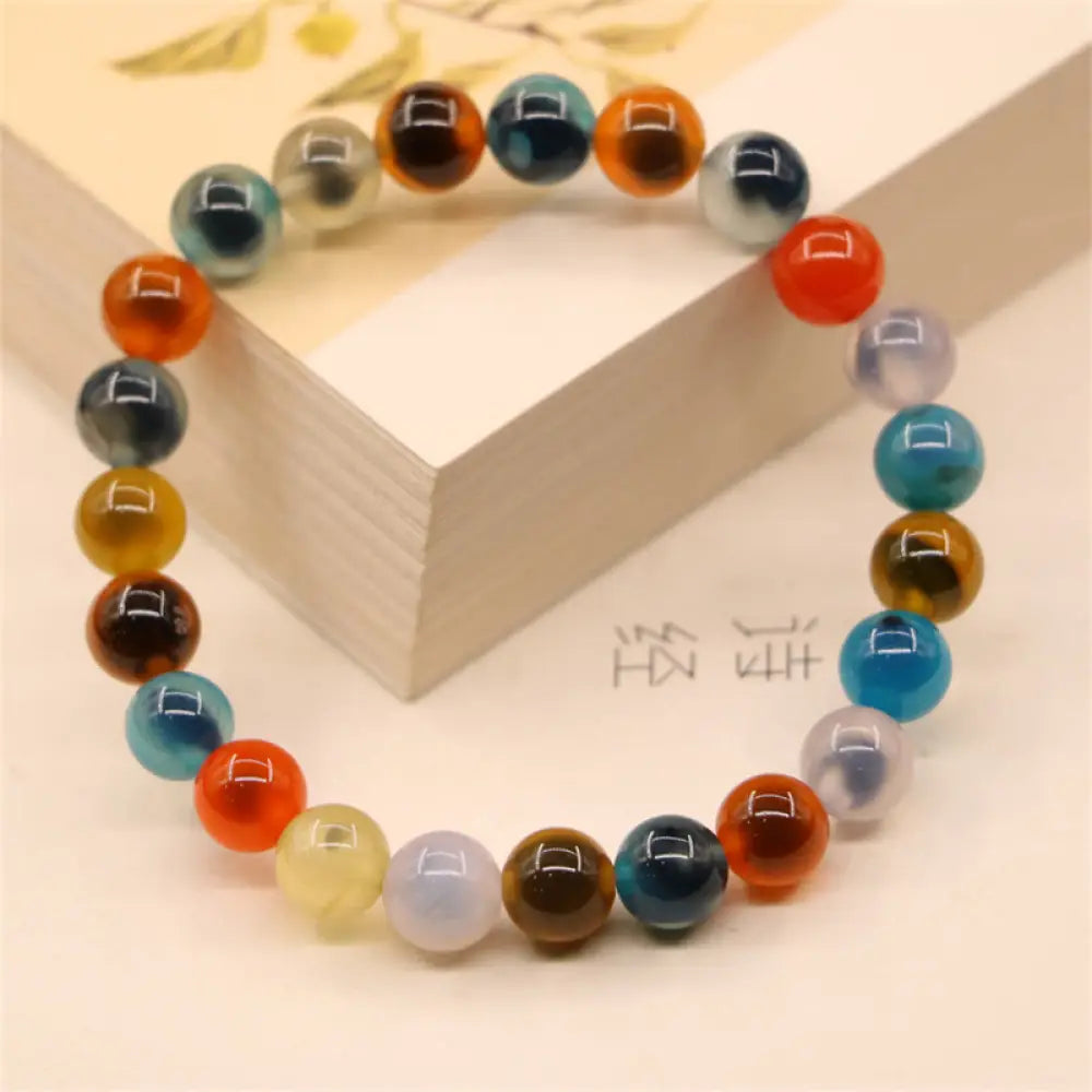 BWOOOH Colorful Candy Agate Healing Strength Bead Bracelet | natural stone spiritual bracelet for healing and mindful living