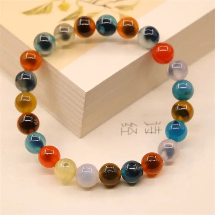BWOOOH Colorful Candy Agate Healing Strength Bead Bracelet | natural stone spiritual bracelet for healing and mindful living