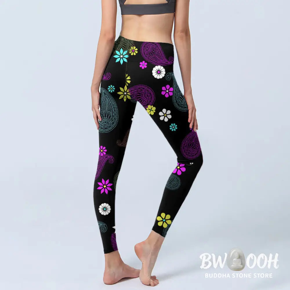 BWOOOH printed yoga leggings - Colorful Cashew Flower Print Gym Legging