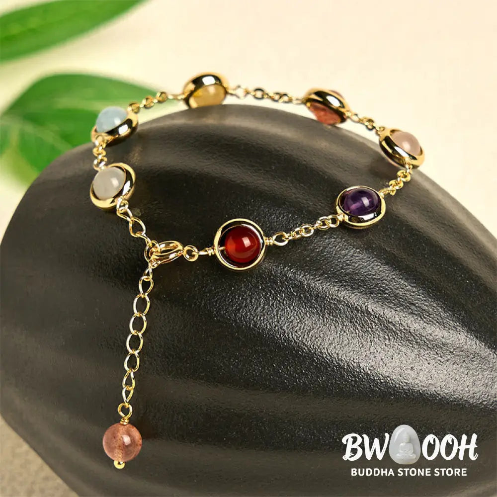 Buddha Stones Colorful Crystal Amethyst Strawberry Quartz Balance Bracelet - Bracelet