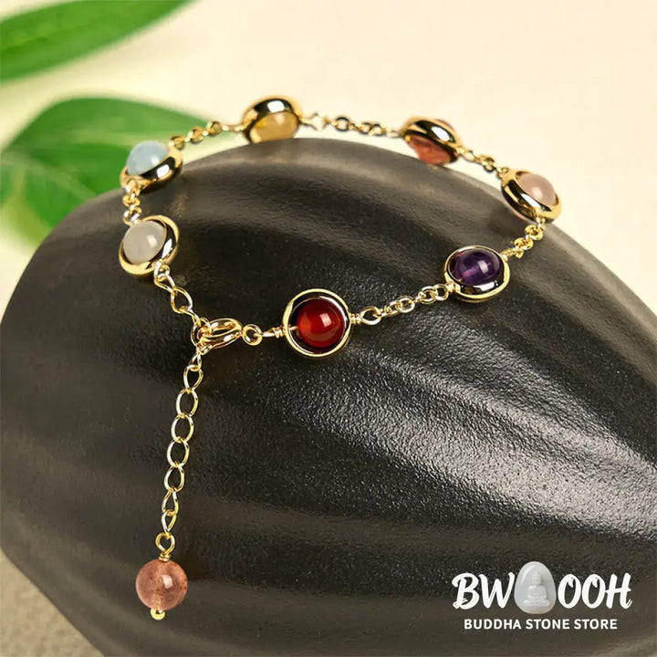 Buddha Stones Colorful Crystal Amethyst Strawberry Quartz Balance Bracelet - Bracelet