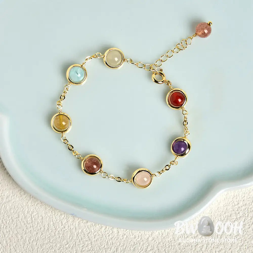 Buddha Stones Colorful Crystal Amethyst Strawberry Quartz Balance Bracelet - Bracelet