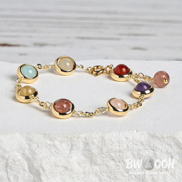 Buddha Stones Colorful Crystal Amethyst Strawberry Quartz Balance Bracelet - Bracelet