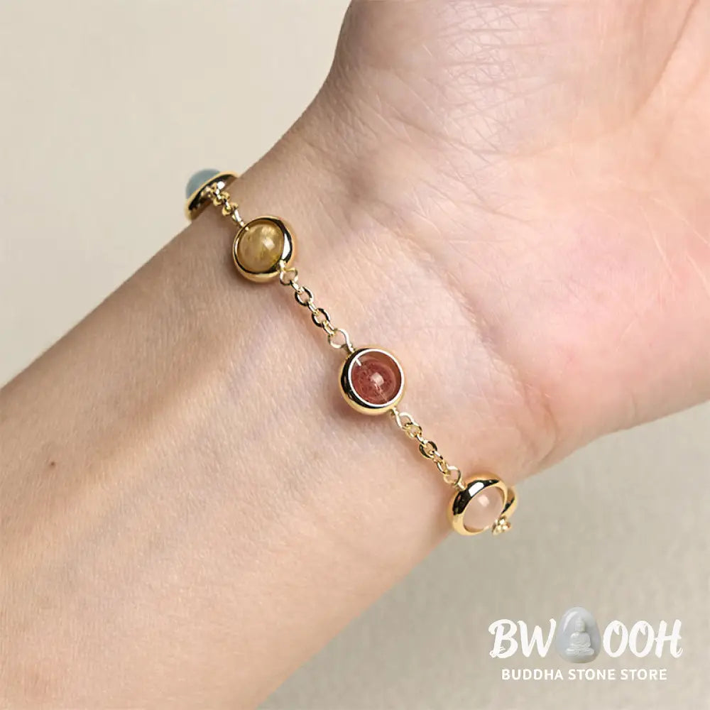 Buddha Stones Colorful Crystal Amethyst Strawberry Quartz Balance Bracelet - Bracelet