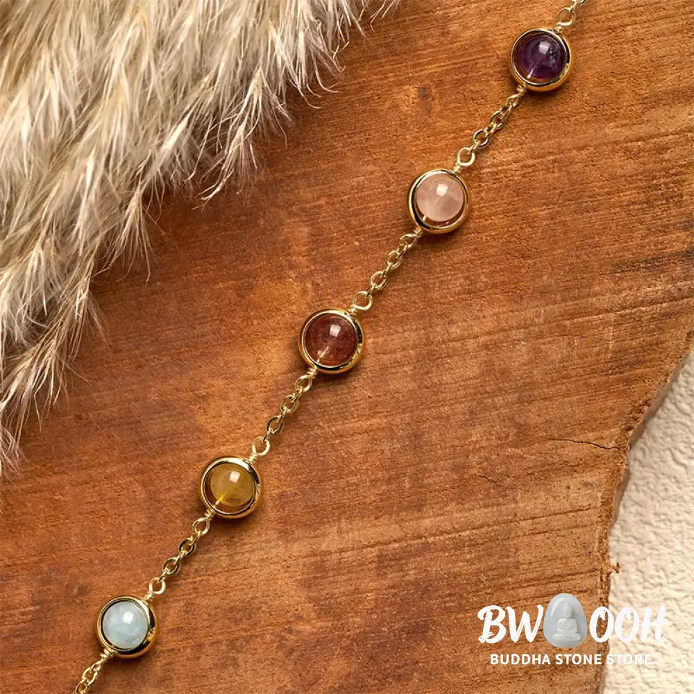 Buddha Stones Colorful Crystal Amethyst Strawberry Quartz Balance Bracelet - Bracelet