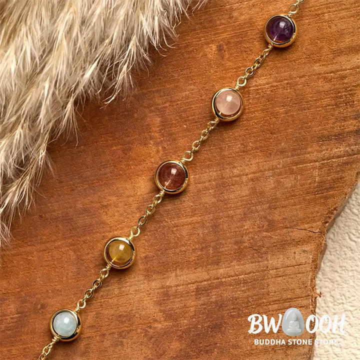 Buddha Stones Colorful Crystal Amethyst Strawberry Quartz Balance Bracelet - Bracelet