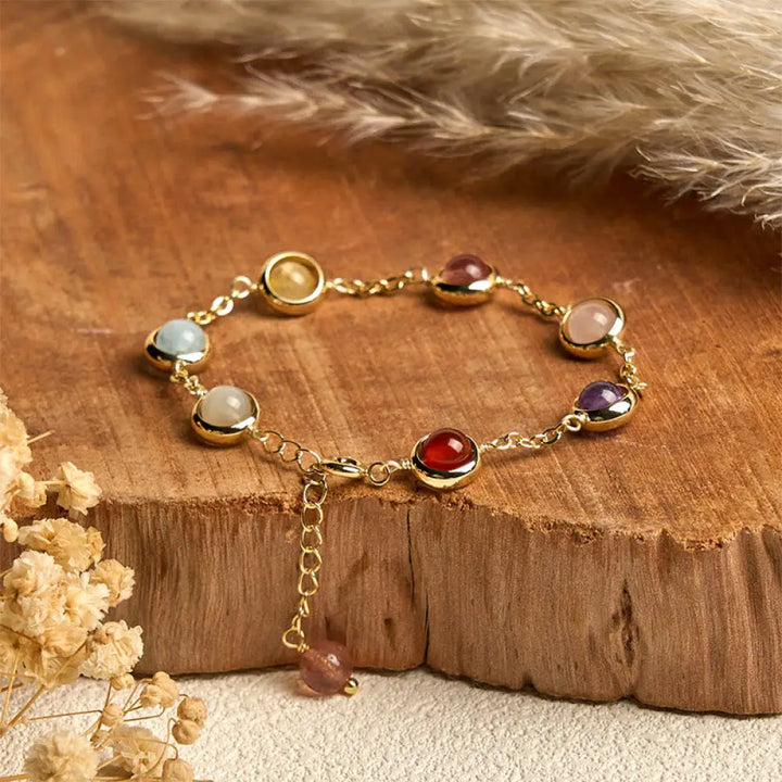 Buddha Stones Colorful Crystal Amethyst Strawberry Quartz Balance Bracelet - 6mm - Bracelet
