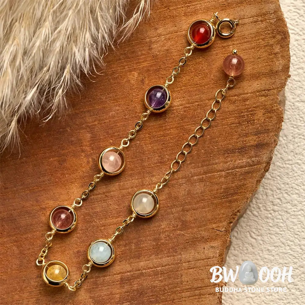 Buddha Stones Colorful Crystal Amethyst Strawberry Quartz Balance Bracelet - Bracelet