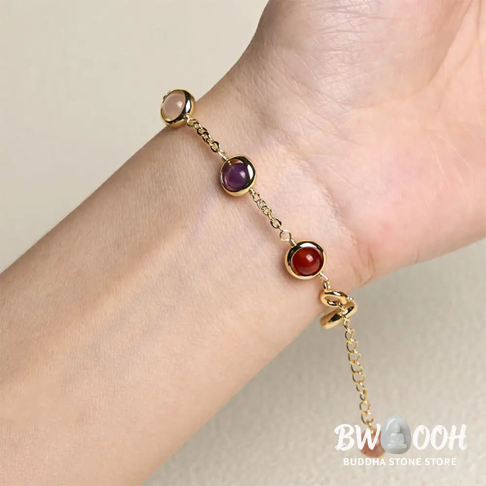 Buddha Stones Colorful Crystal Amethyst Strawberry Quartz Balance Bracelet - Bracelet