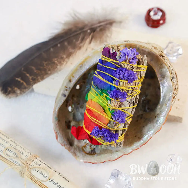 BWOOOH Colorful Daisy Red Rose Flowers Smudge Stick for Home Cleansing Incense Healing Meditation Smudge Sticks
