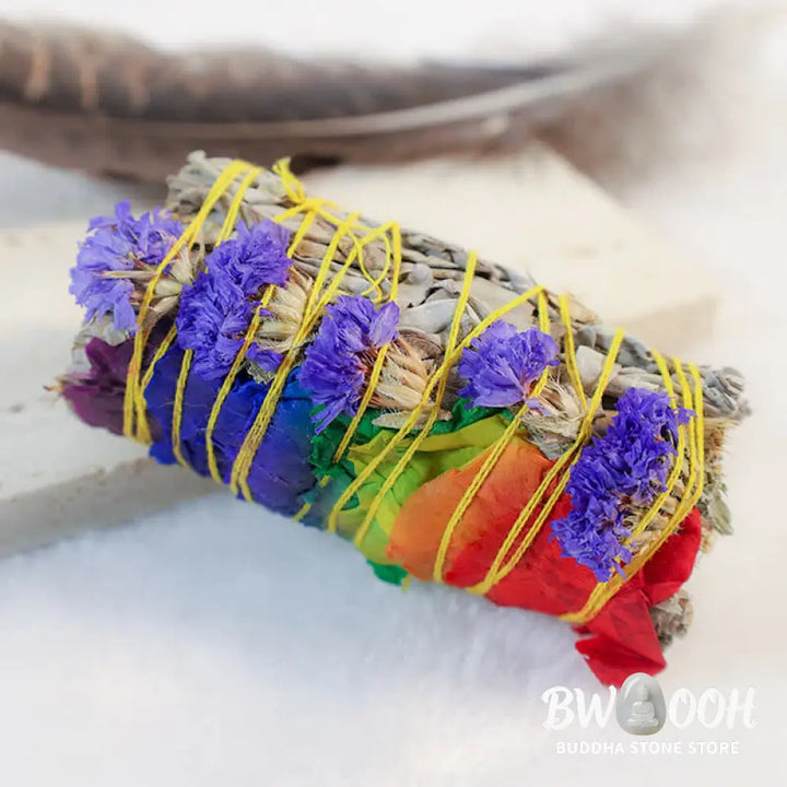 BWOOOH Colorful Daisy Red Rose Flowers Smudge Stick for Home Cleansing Incense Healing Meditation Smudge Sticks