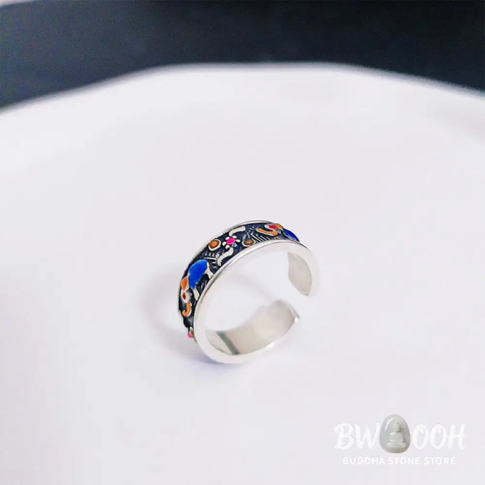 Buddha Stones Colorful Elephant Carved Strength Adjustable Ring - BWOOOH - Elephant Ring(Adjustable) - Ring