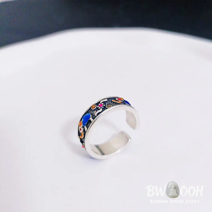 Buddha Stones Colorful Elephant Carved Strength Adjustable Ring - BWOOOH - Elephant Ring(Adjustable) - Ring