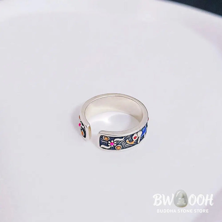 Buddha Stones Colorful Elephant Carved Strength Adjustable Ring - BWOOOH - Elephant Ring(Adjustable) - Ring
