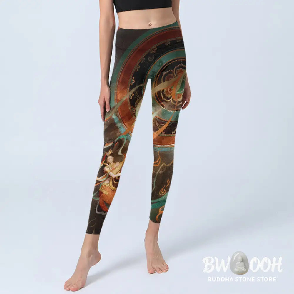 BWOOOH printed yoga leggings - Colorful Fairy Lute Ribbon Flower Circle