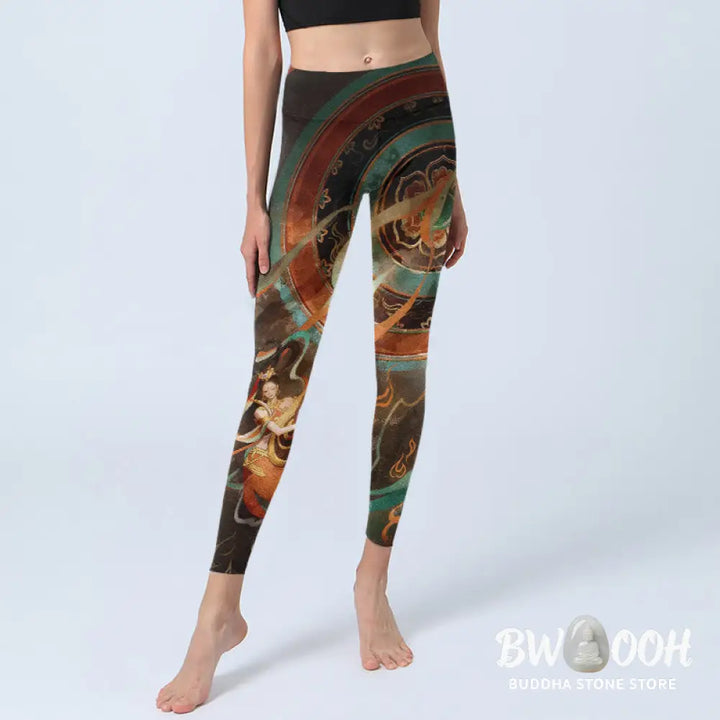 BWOOOH printed yoga leggings - Colorful Fairy Lute Ribbon Flower Circle