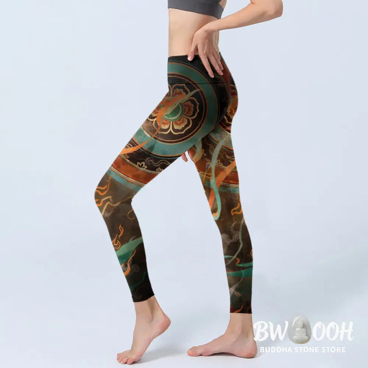 BWOOOH printed yoga leggings - Colorful Fairy Lute Ribbon Flower Circle